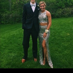 Silver sequin prom/evening dress